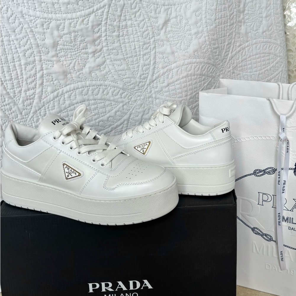 Prada Women's Cream Platform Sneakers